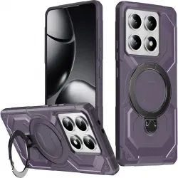 Coque arrière Phonesta IronLock anneau et MagSafe pour Xiaomi 14T Pro - Violet