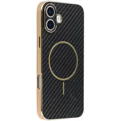 Coque arrière Phonesta Luxury Carbon Fiber avec MagSafe pour Apple iPhone 17 - Noir