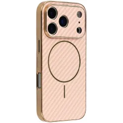 Coque arrière Phonesta Luxury Carbon Fiber avec MagSafe pour Apple iPhone 17 Pro Max - Rose