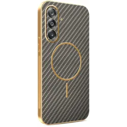 Coque arrière Phonesta Luxury Carbon Fiber avec MagSafe pour Samsung Galaxy A17/A26 - Marron