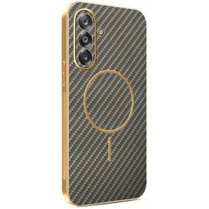 Coque arrière Phonesta Luxury Carbon Fiber avec MagSafe pour Samsung Galaxy A17/A26 - Marron