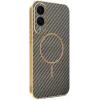 Coque arrière Phonesta Luxury Carbon Fiber avec MagSafe pour Samsung Galaxy S25 Edge - Marron 0