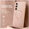 Coque arrière Phonesta Luxury Carbon Fiber avec MagSafe pour Samsung Galaxy S25 FE - Rose 1