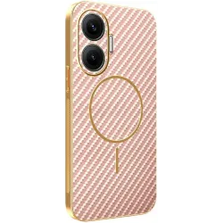 Coque arrière Phonesta Luxury Carbon Fiber avec MagSafe pour Xiaomi Poco F7 - Rose