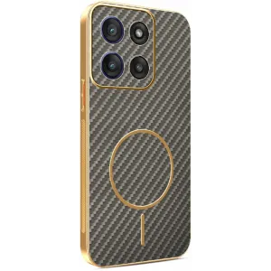 Coque arrière Phonesta Luxury Carbon Fiber avec MagSafe pour Motorola Moto G56 - Marron