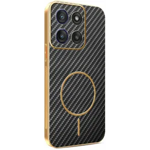 Coque arrière Phonesta Luxury Carbon Fiber avec MagSafe pour Motorola Moto G56 - Noir