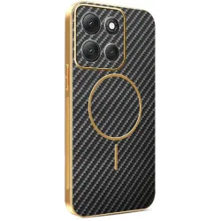 Coque arrière Phonesta Luxury Carbon Fiber avec MagSafe pour Motorola Moto G86 Power - Noir