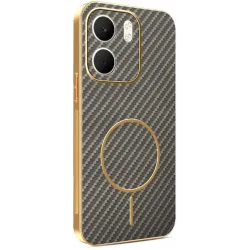 Coque arrière Phonesta Luxury Carbon Fiber avec MagSafe pour Oppo A5x - Marron