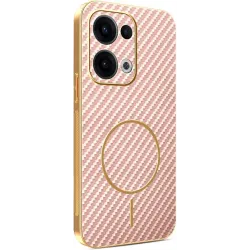 Coque arrière Phonesta Luxury Carbon Fiber avec MagSafe pour Oppo Reno13 - Rose
