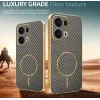 Coque arrière Phonesta Luxury Carbon Fiber avec MagSafe pour Oppo Reno13 Pro - Marron 3