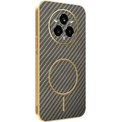 Coque arrière Phonesta Luxury Carbon Fiber avec MagSafe pour Realme 14 Pro Plus - Marron