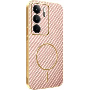 Coque arrière Phonesta Luxury Carbon Fiber avec MagSafe pour Realme 14x / C75 - Rose