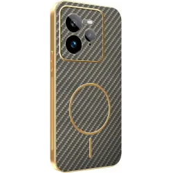 Coque arrière Phonesta Luxury Carbon Fiber avec MagSafe pour Realme GT 7 Pro - Marron