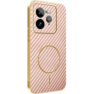 Coque arrière Phonesta Luxury Carbon Fiber avec MagSafe pour Realme GT 7 Pro - Rose