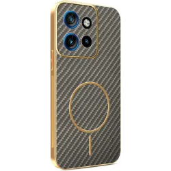 Coque arrière Phonesta Luxury Carbon Fiber avec MagSafe pour Motorola Edge 60 Neo/Edge 50 Neo / ThinkPhone 25 - Marron
