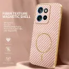 Coque arrière Phonesta Luxury Carbon Fiber avec MagSafe pour Motorola Edge 60 Neo/Edge 50 Neo / ThinkPhone 25 - Rose 3