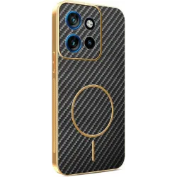 Coque arrière Phonesta Luxury Carbon Fiber avec MagSafe pour Motorola Edge 60 Neo/Edge 50 Neo / ThinkPhone 25 - Noir