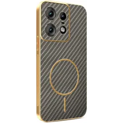 Coque arrière Phonesta Luxury Carbon Fiber avec MagSafe pour Motorola Edge 50 Pro - Marron