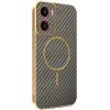 Coque arrière Phonesta Luxury Carbon Fiber avec MagSafe pour Motorola Moto G05 / Moto E15 - Marron 0