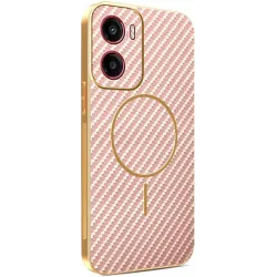 Coque arrière Phonesta Luxury Carbon Fiber avec MagSafe pour Motorola Moto G05 / Moto E15 - Rose