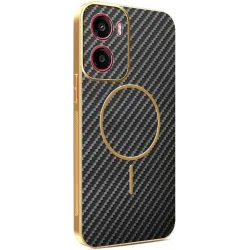 Coque arrière Phonesta Luxury Carbon Fiber avec MagSafe pour Motorola Moto G05 / Moto E15 - Noir