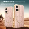 Coque arrière Phonesta Luxury Carbon Fiber avec MagSafe pour Motorola Moto G35 - Rose 4