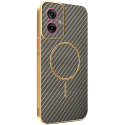 Coque arrière Phonesta Luxury Carbon Fiber avec MagSafe pour Motorola Moto G55 - Marron