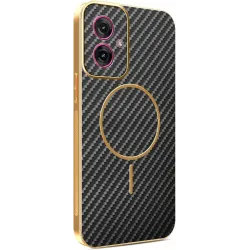 Coque arrière Phonesta Luxury Carbon Fiber avec MagSafe pour Motorola Moto G55 - Noir