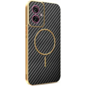 Coque arrière Phonesta Luxury Carbon Fiber avec MagSafe pour Motorola Moto G55 - Noir