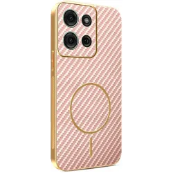 Coque arrière Phonesta Luxury Carbon Fiber avec MagSafe pour Motorola Moto G75 - Rose