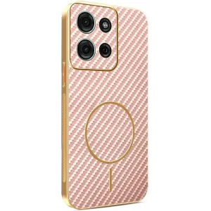Coque arrière Phonesta Luxury Carbon Fiber avec MagSafe pour Motorola Moto G75 - Rose