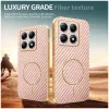 Coque arrière Phonesta Luxury Carbon Fiber avec MagSafe pour Xiaomi 14T Pro - Rose 3