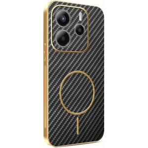 Coque arrière Phonesta Luxury Carbon Fiber avec MagSafe pour Xiaomi Redmi Note 14 5G - Noir