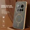 Coque arrière Phonesta Luxury Carbon Fiber avec MagSafe pour Xiaomi 15 Ultra - Marron 2