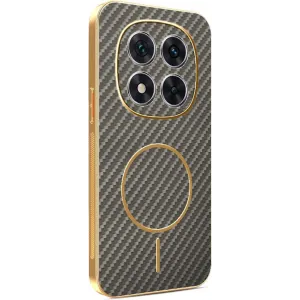 Coque arrière Phonesta Luxury Carbon Fiber avec MagSafe pour Xiaomi Redmi Note 14 Pro 4G - Marron