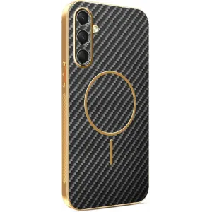 Coque arrière Phonesta Luxury Carbon Fiber avec MagSafe pour Samsung Galaxy A16 - Noir