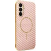 Coque arrière Phonesta Luxury Carbon Fiber avec MagSafe pour Samsung Galaxy A36 - Rose 0