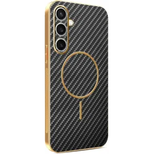 Coque arrière Phonesta Luxury Carbon Fiber avec MagSafe pour Samsung Galaxy S24 FE - Noir