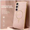 Coque arrière Phonesta Luxury Carbon Fiber avec MagSafe pour Samsung Galaxy S25 Plus/S24 Plus - Rose 1