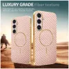 Coque arrière Phonesta Luxury Carbon Fiber avec MagSafe pour Samsung Galaxy S25 Plus/S24 Plus - Rose 3