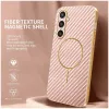 Coque arrière Phonesta Luxury Carbon Fiber avec MagSafe pour Samsung Galaxy S25/S24 - Rose 1