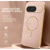 Coque arrière Phonesta Luxury Carbon Fiber avec MagSafe pour Google Pixel 9 - Rose 1