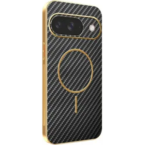 Coque arrière Phonesta Luxury Carbon Fiber avec MagSafe pour Google Pixel 9 - Noir