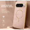 Coque arrière Phonesta Luxury Carbon Fiber avec MagSafe pour Google Pixel 9 Pro - Rose 1