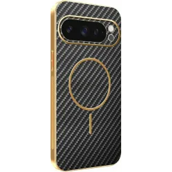 Coque arrière Phonesta Luxury Carbon Fiber avec MagSafe pour Google Pixel 9 Pro - Noir