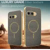Coque arrière Phonesta Luxury Carbon Fiber avec MagSafe pour Google Pixel 9a - Marron 3