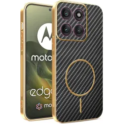 Coque arrière Phonesta Luxury Carbon Fiber avec MagSafe pour Motorola Edge 70 - Noir