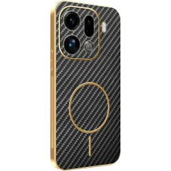 Coque arrière Phonesta Luxury Carbon Fiber avec MagSafe pour Oppo Find X9 Pro - Noir