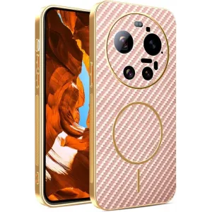 Coque arrière Phonesta Luxury Carbon Fiber avec MagSafe pour Xiaomi 17 Ultra - Rose
