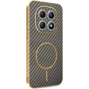 Coque arrière Phonesta Luxury Carbon Fiber avec MagSafe pour Xiaomi Redmi Note 15 4G/5G / Xiaomi Poco M8 - Marron